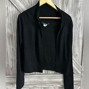 Lida Baday 100% Merino Wool Cropped Structured Cardigan Jacket - Black - Medium